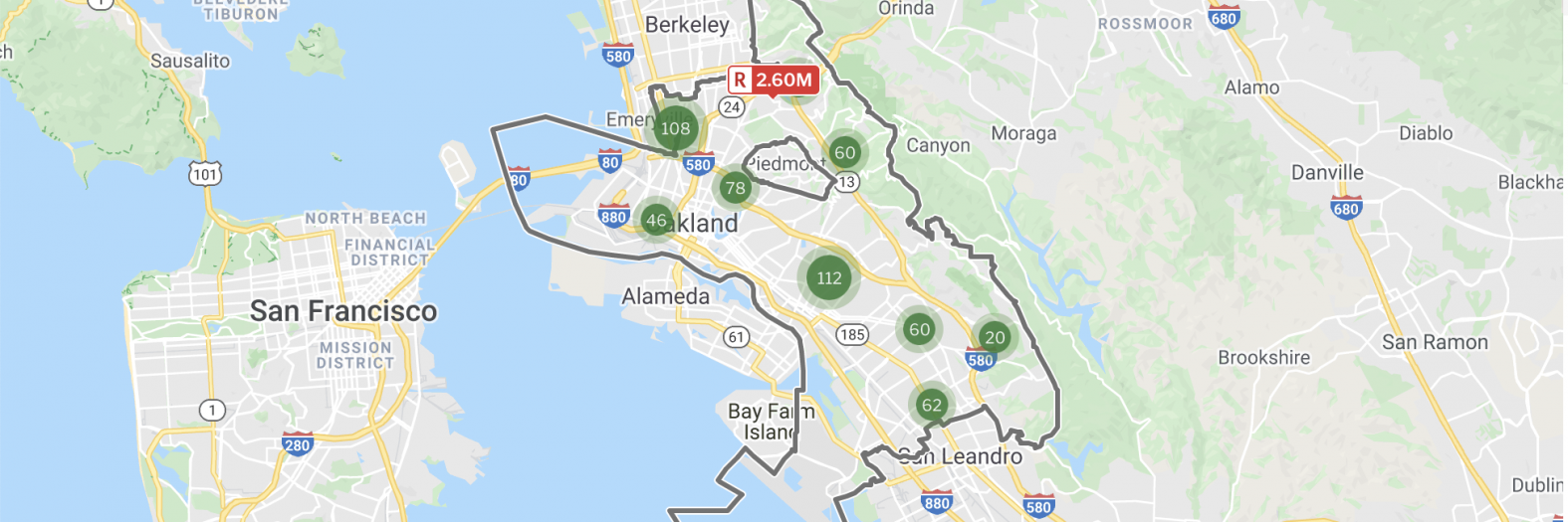 Redfin map of Oakland, CA