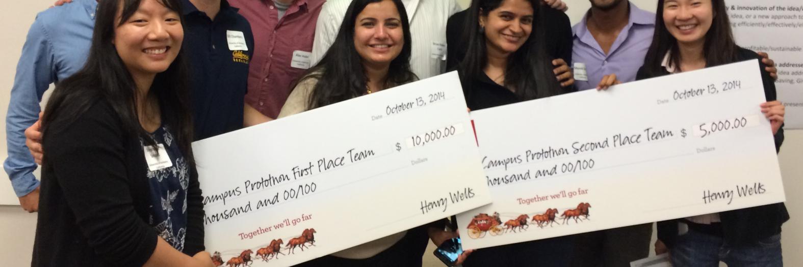 Two I School teams won $10,000 & $5,000 for their ideas to help millennials improve their financial health.