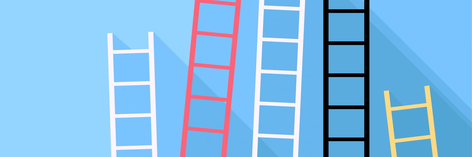 Colorful ladders in front of blue backgroun