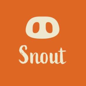 Snout Logo has a pig snout and the words "Snout" underneath