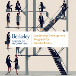 AI-generated photo of women climbing the corporate ladder with LDP logo