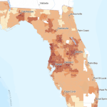 Map showing areas in Florida state with higher risks of sinkhole formation