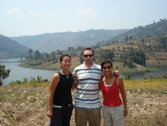 Student researchers Becky Hurwitz, Michael Manoochehri, and Charlene Chen (left to right) in Uganda
