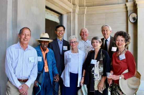 Cristina (far right), and Tim (back row, center) with other Library alumni at an I School celebration in 2019 (School of Information photo by Caitlin Appert-Nguyen)