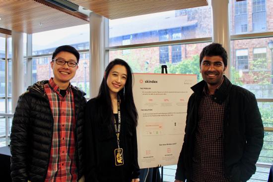 3 MIMS students and their project poster