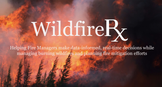 image of burning forest fire with words "Wilfire Rx"