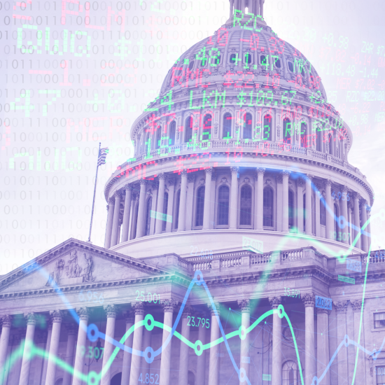 logo of congressional building with stocks overlaid