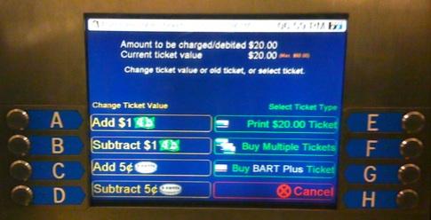 The current interface requires riders to adjust ticket value in $1 or $0.05 increments.
