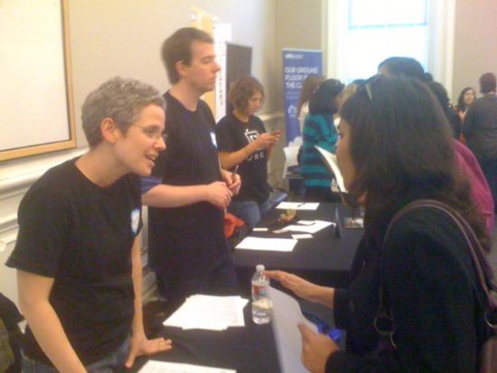 Maggie Law (MIMS ’03, at left) represented Salesforce at the recent career fair.