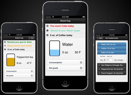 The companion mobile app includes a dashboard with your beverage history, goals, and statistics