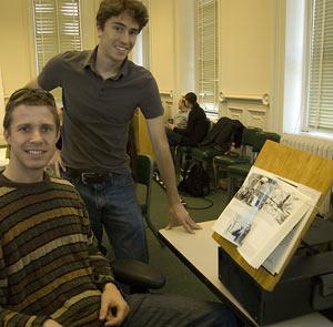 Ryan Kaufman and Sean Carey test drive their "Ergo Desk." (Melani King photo)