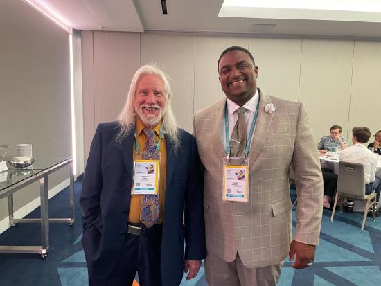 MICS 2022 RSA Security Scholar participant Daniel Wallace (right) with cryptography legend Whitfield Diffie (left), co-inventor of Diffie–Hellman public key cryptography (photo courtesy of Daniel Wallace)