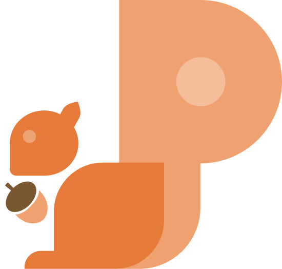 Playscape logo depicting a fox squirrel, a member of our local biodiversity